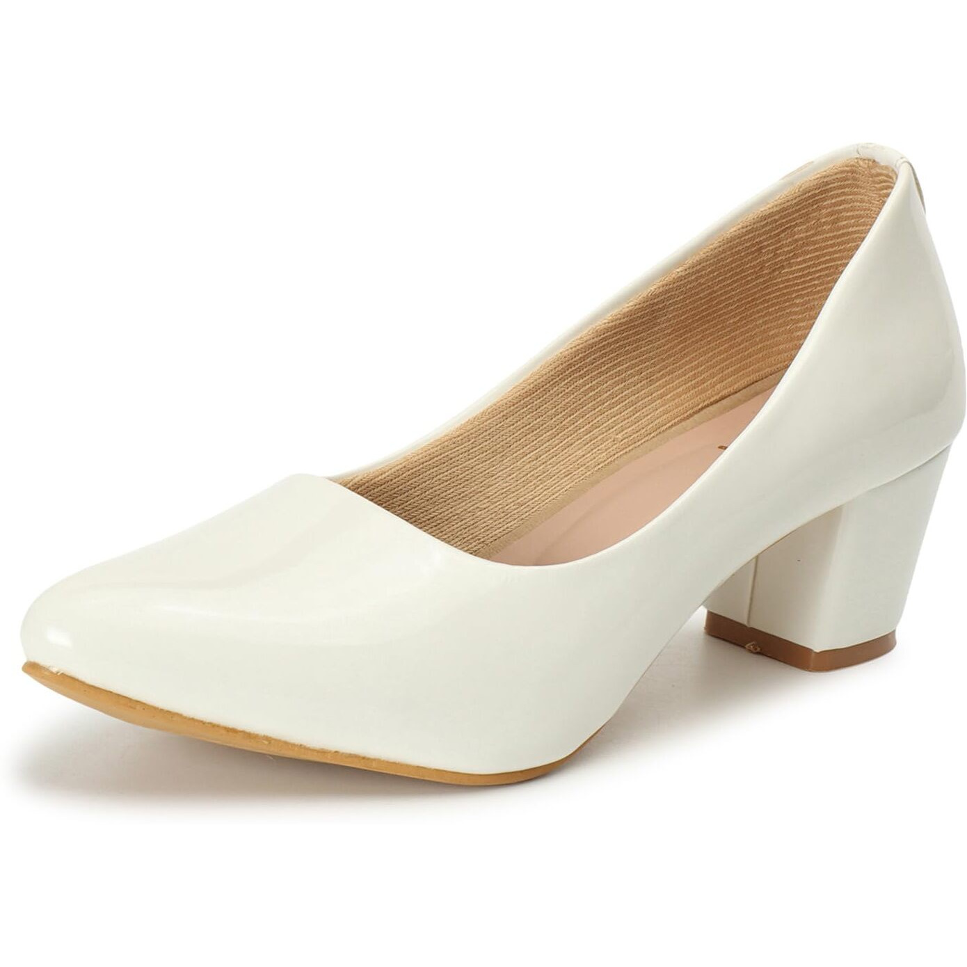 Denill Synthetic Women Pump Block Heel Uk- 3, White