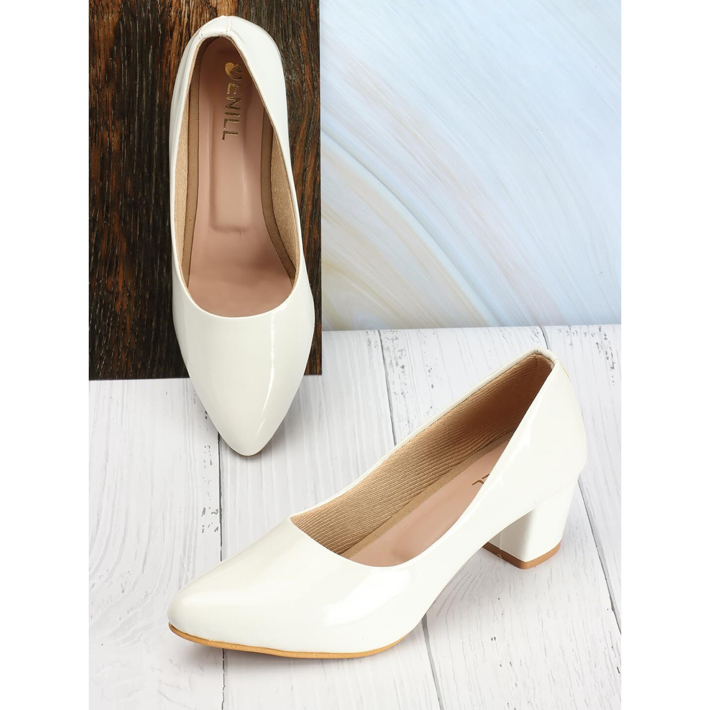 Denill Synthetic Women Pump Block Heel Uk- 3, White