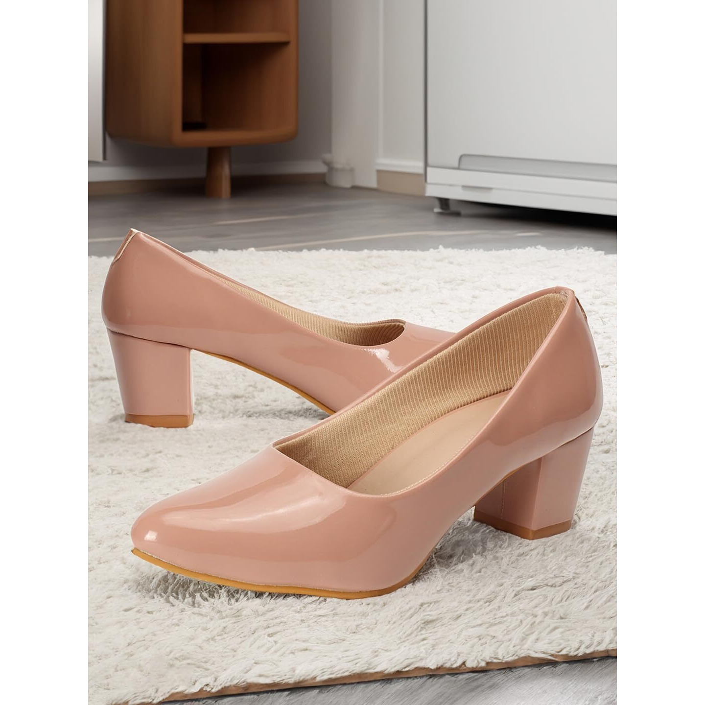 Denill Women's Pump Block Heel, 3 Uk - Peach
