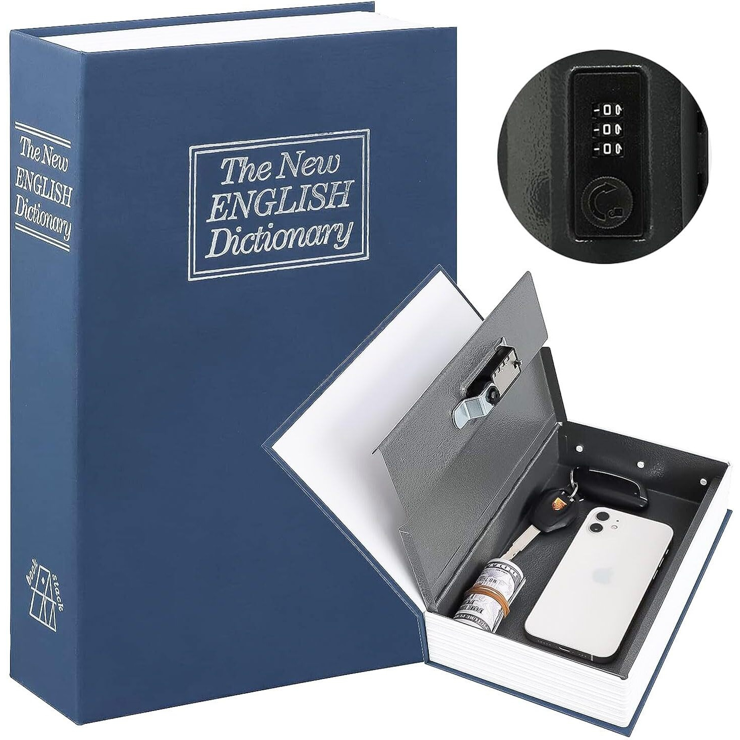 Shopo (Label) Book Locker Dictionary Stainless Steel Hidden Safe Jewellery Box/Cash Locker For Home And Office (18 X 12 X 5.5 Cm) (Blue)