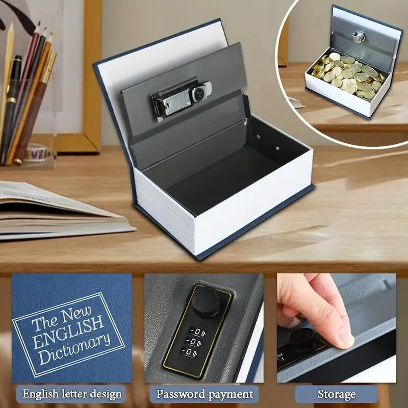 Shopo (Label) Book Locker Dictionary Stainless Steel Hidden Safe Jewellery Box/Cash Locker For Home And Office (18 X 12 X 5.5 Cm) (Blue)