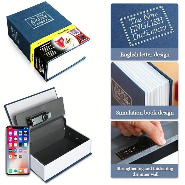 Shopo (Label) Book Locker Dictionary Stainless Steel Hidden Safe Jewellery Box/Cash Locker For Home And Office (18 X 12 X 5.5 Cm) (Blue)