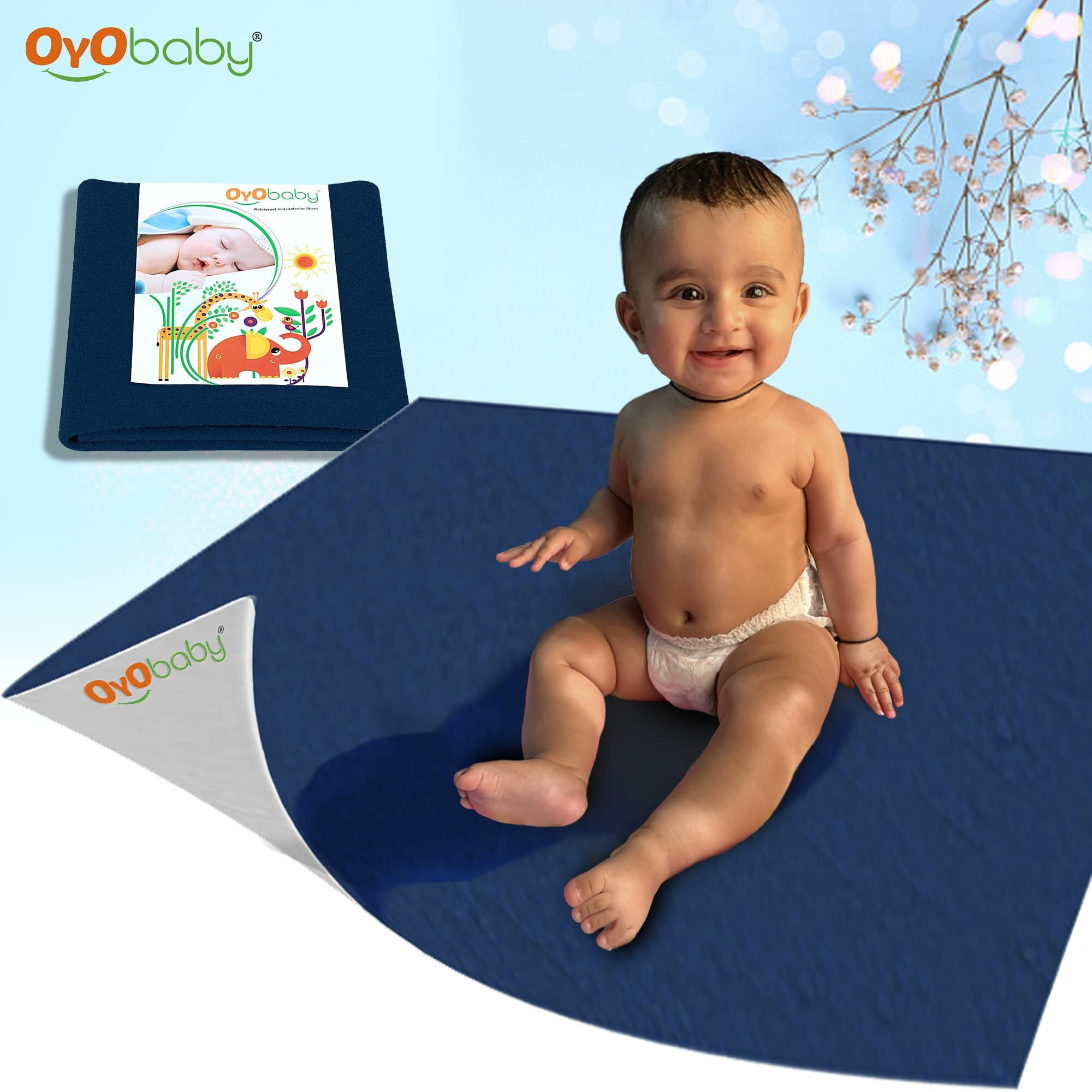 Oyo Baby Cotton Waterproof Sheet, Extra Absorbent Fastest Dry Sheet For Baby, Anti-Piling Fleece Baby Bed Protector, Medium Size 70X100Cm, Pack Of 3, Blue, Maroon & Light Green