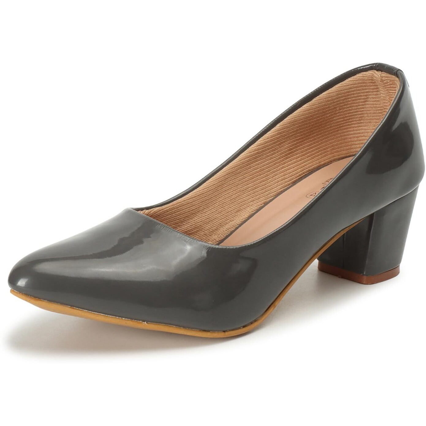 Denill Women Pump Block Heel (Grey, Numeric_4)
