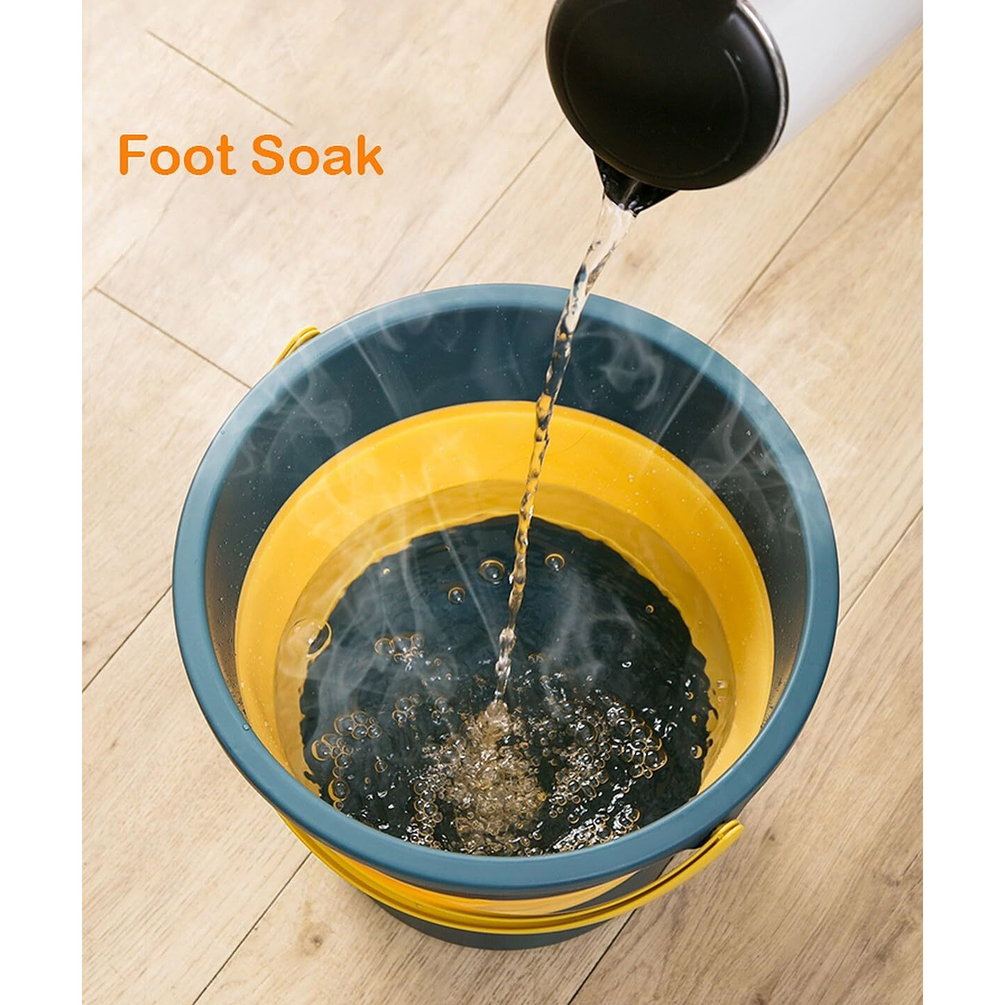 Wolpin Foldable Bucket For Bathroom Cleaning 10 Litre, Car Wahs, Foot Soak Hot/Cold Water, Small Yellow Blue