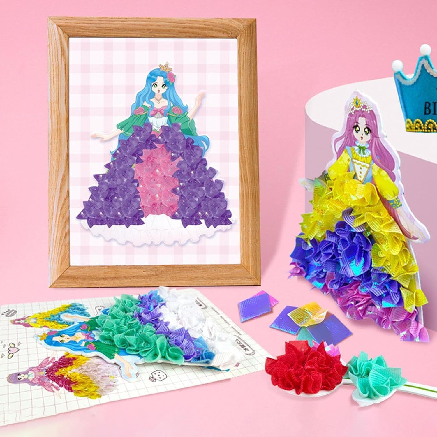 Cynvexa Fashion Design Drawing Book For Girls, Creative Puzzle Puncture Painting, Princess Dress Up Coloring Sticker Book With Watercolor Painting, Stickers, Poking, Diy Craft Kit For Girls Age 3-9