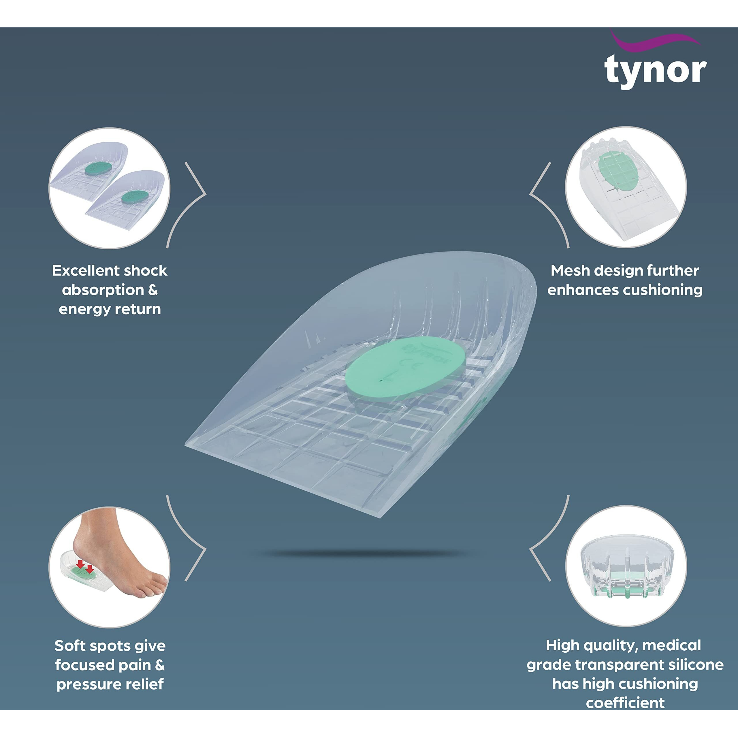 Tynor Heel Cushion Silicone, White, Xl, Pack Of 2