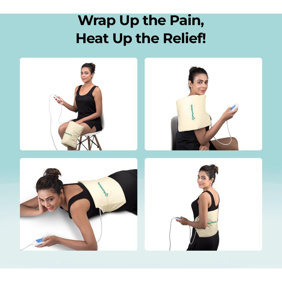 Pharmeasy Electric Heating Pad -Regular Size For Back Pain Relief | Heat Belt With Temperature Controller For Lower Back, Knee, Shoulder, Period Cramps & Neck | Hot Heating Belt