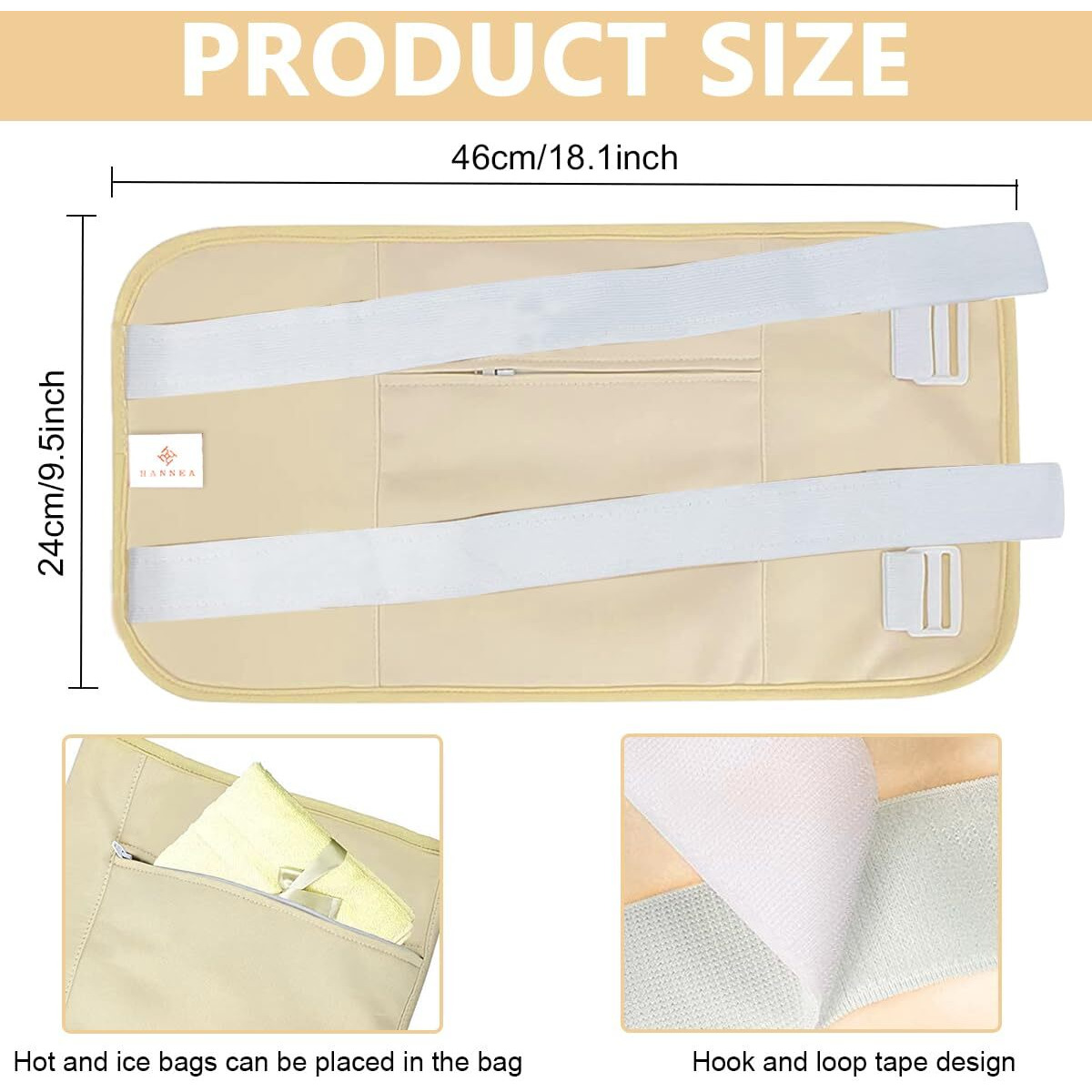 Hannea Castor Oil Pack, Oil Pack Wrap For Liver Detox, Reusable & Highly Absorbent Caster Oil Packs Cotton Flannel With Elastic Strap, Khaki