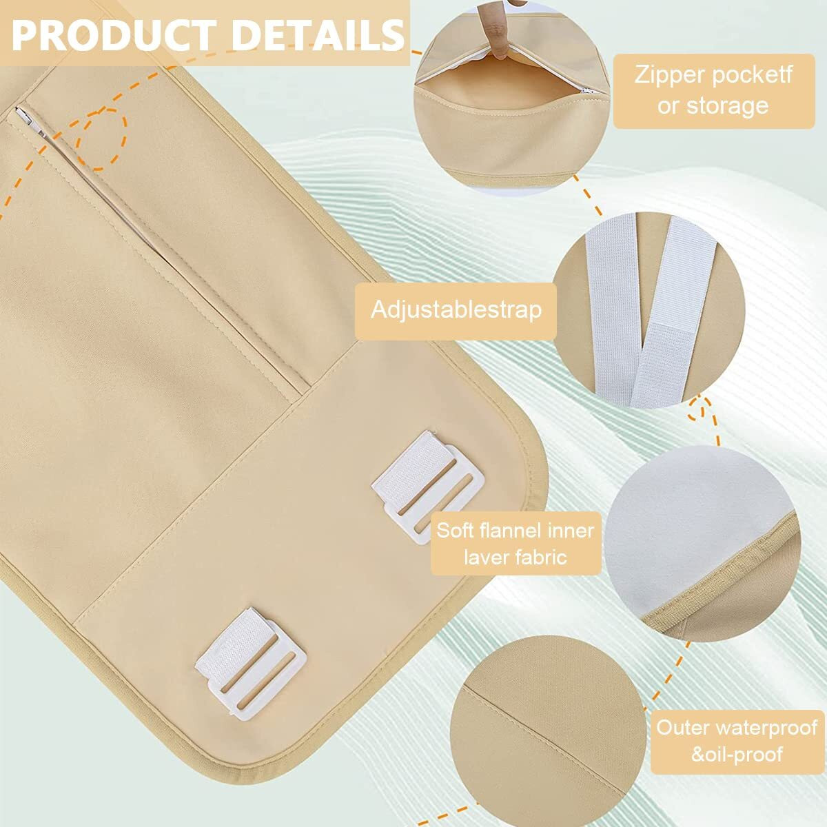 Hannea Castor Oil Pack, Oil Pack Wrap For Liver Detox, Reusable & Highly Absorbent Caster Oil Packs Cotton Flannel With Elastic Strap, Khaki
