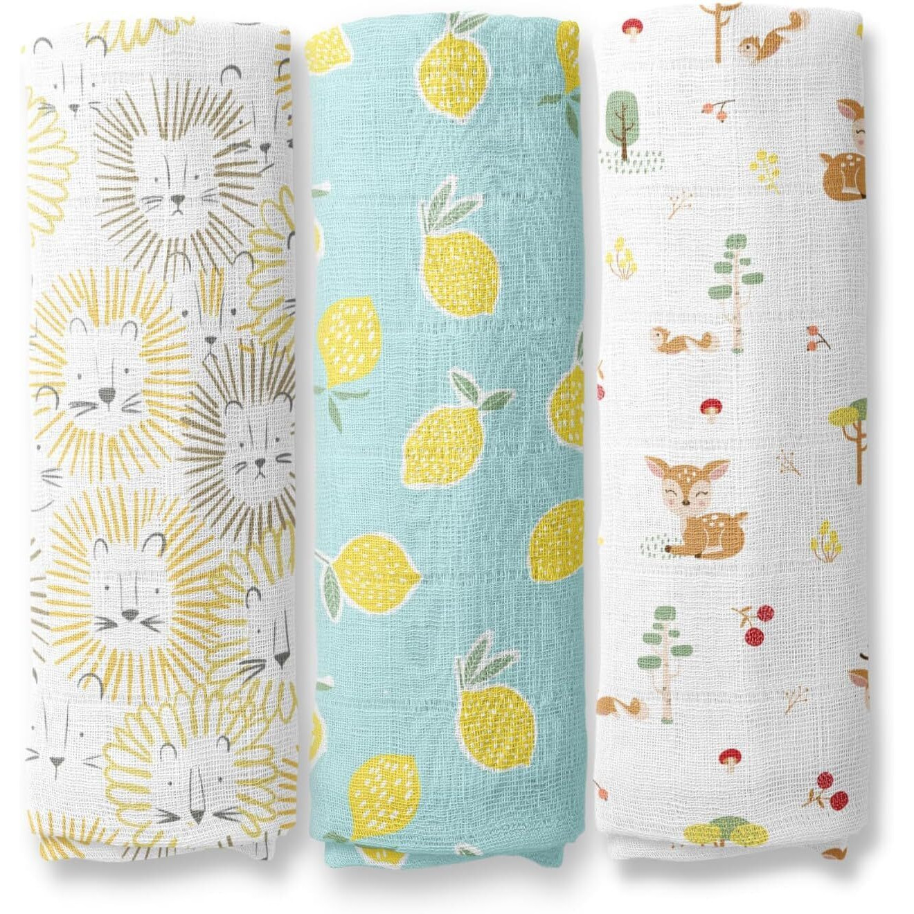 Haus And Kinder 100% Cotton Muslin Swaddles Wrap For Newborn Baby-Swaddle Cloth For New Born, Muslin Baby Swaddle Wrap For New Born, New Born Swaddle, 100X100 Cm, Pack Of 3, Wildlife Wonder Collection