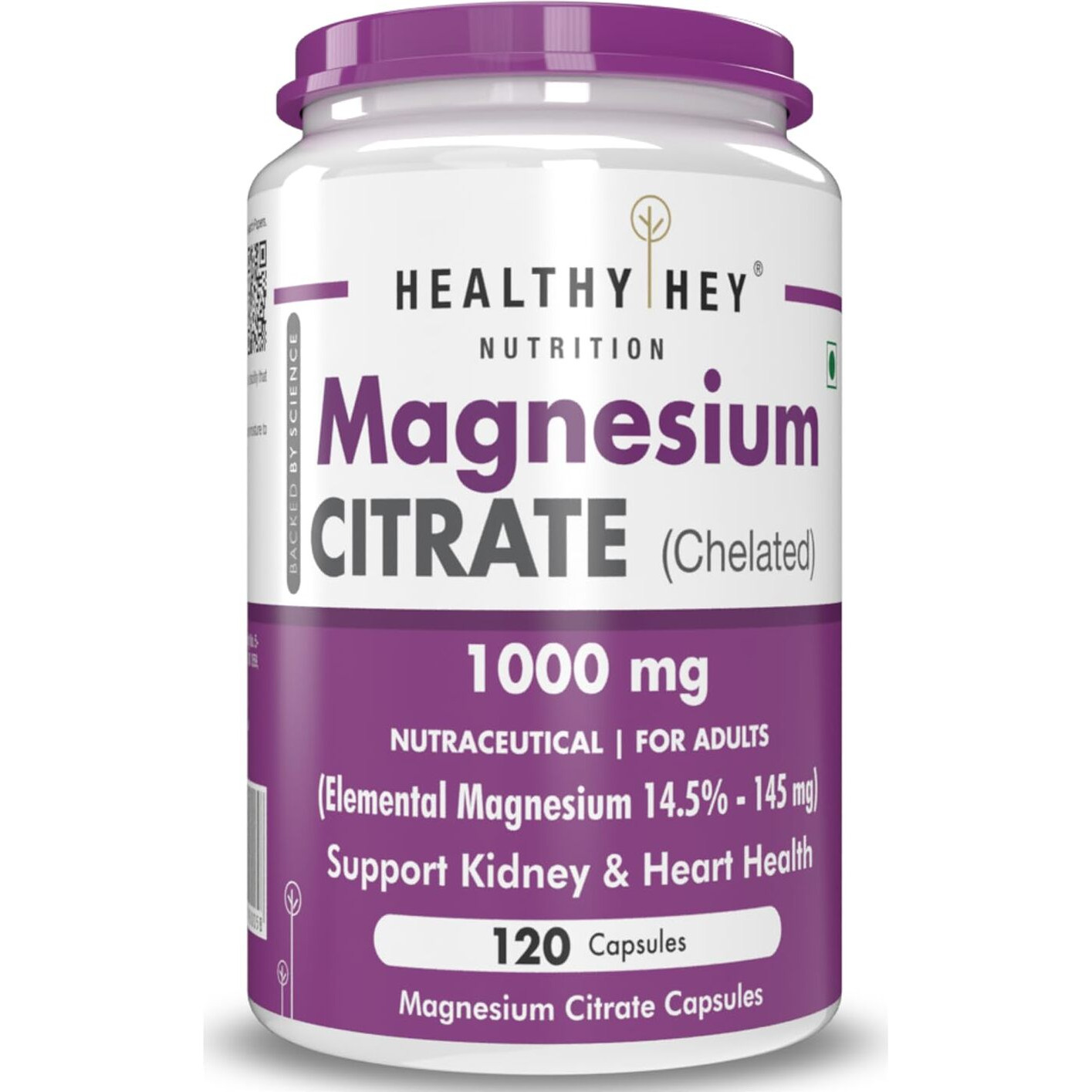Healthyhey Nutrition Magnesium Citrate-120 Vegetable Capsules