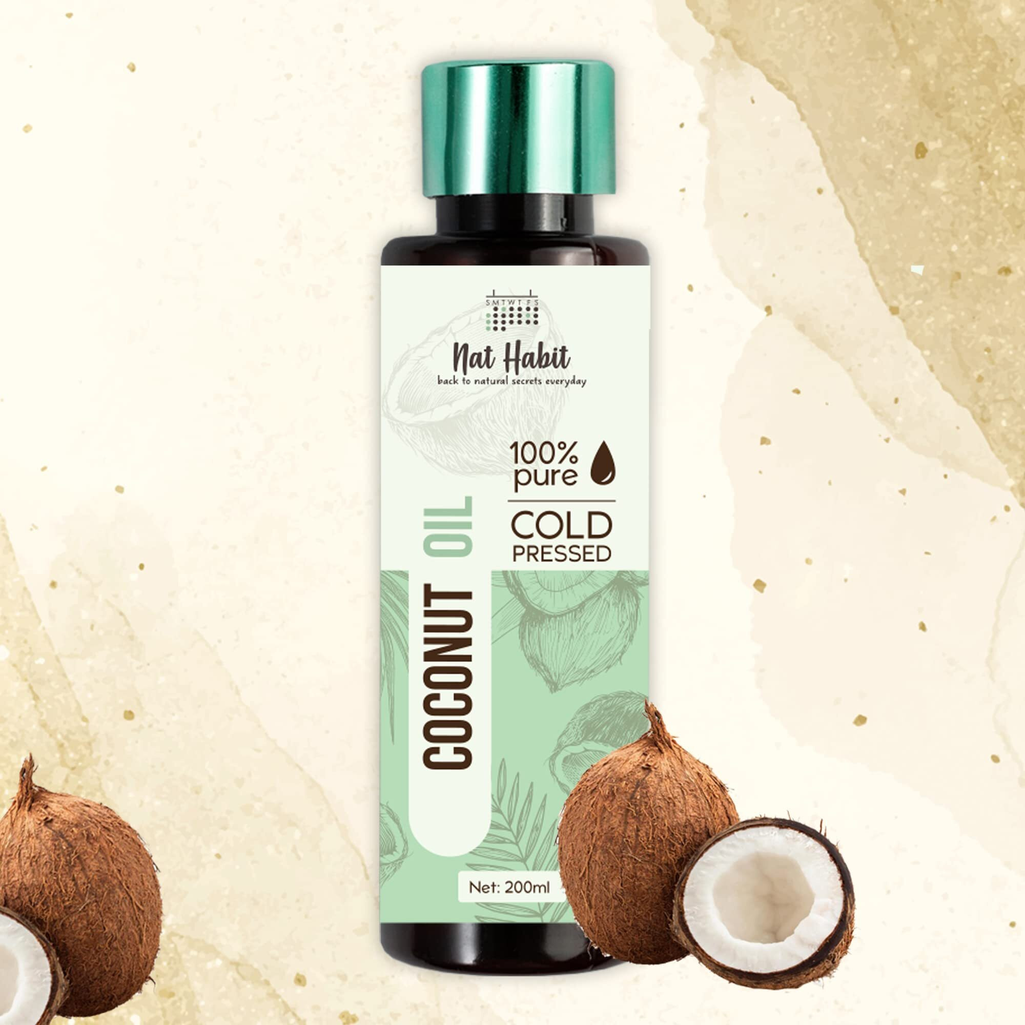 Nat Habit Fresh Ready-To-Apply Henna Paste & Cold-Pressed Coconut Oil Combo - The Perfect Choice For Deep Conditioning Hair & Healthy Scalp With Rich Dark Brown Color, Pack Of 3