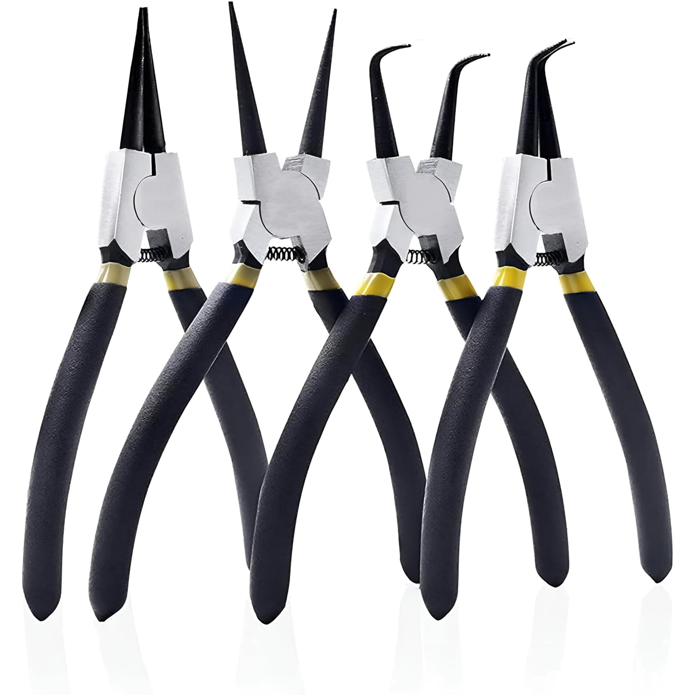 Gizmo Circlip Plier 7" Set Of 4 Pcs, Internal Bent Nose Circlip Plier, Interrnal Straight Nose Circlip Plier, External Bent Nose Circlip Plier