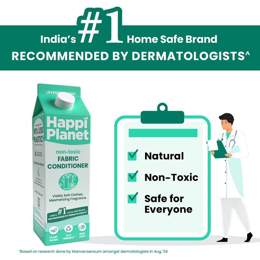 Happi Planet | Natural Fabric Conditioner & Fabric Softener | 2L | Softer Clothes, Lavender & Mint Freshness | Plant Based, Non-Toxic, Eco-Friendly, Organic, Herbal | Safe For Woolens & Baby Clothes
