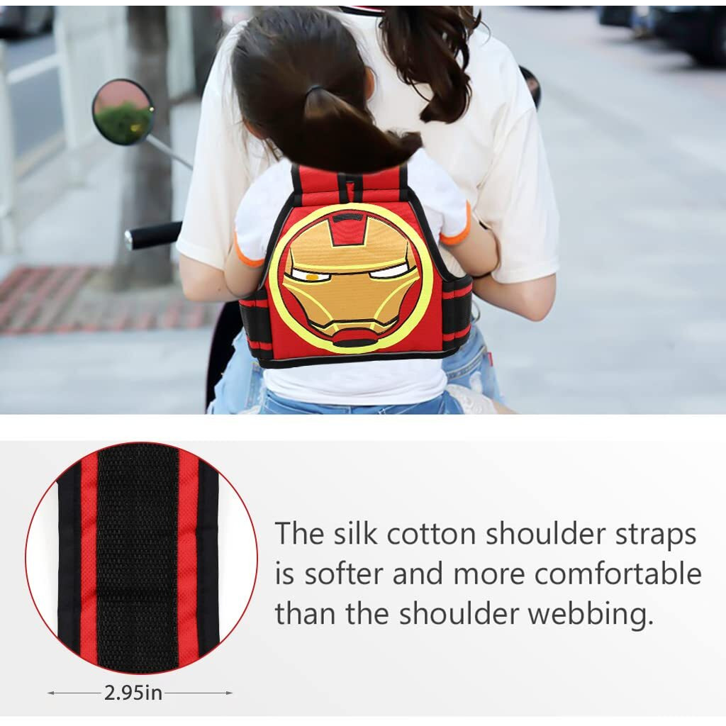 Snowie Soft Kids Safety Belt For Two Wheeler With Reflective Strips, Portable Seat Belt Children Motorcycle Harness For Motorcycle Bike, Adjustable Safety Harness For Boys Girls (2-12Years), Orange