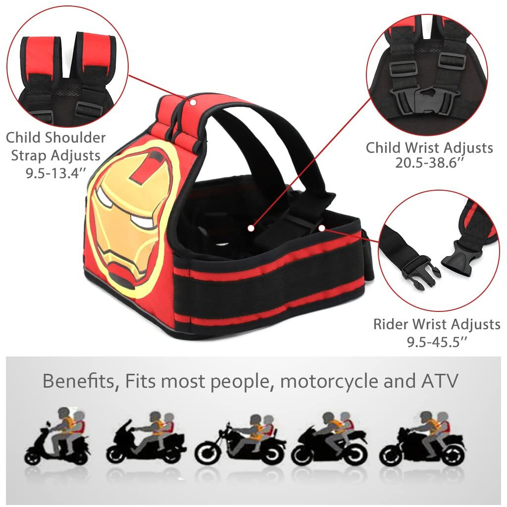Snowie Soft Kids Safety Belt For Two Wheeler With Reflective Strips, Portable Seat Belt Children Motorcycle Harness For Motorcycle Bike, Adjustable Safety Harness For Boys Girls (2-12Years), Orange