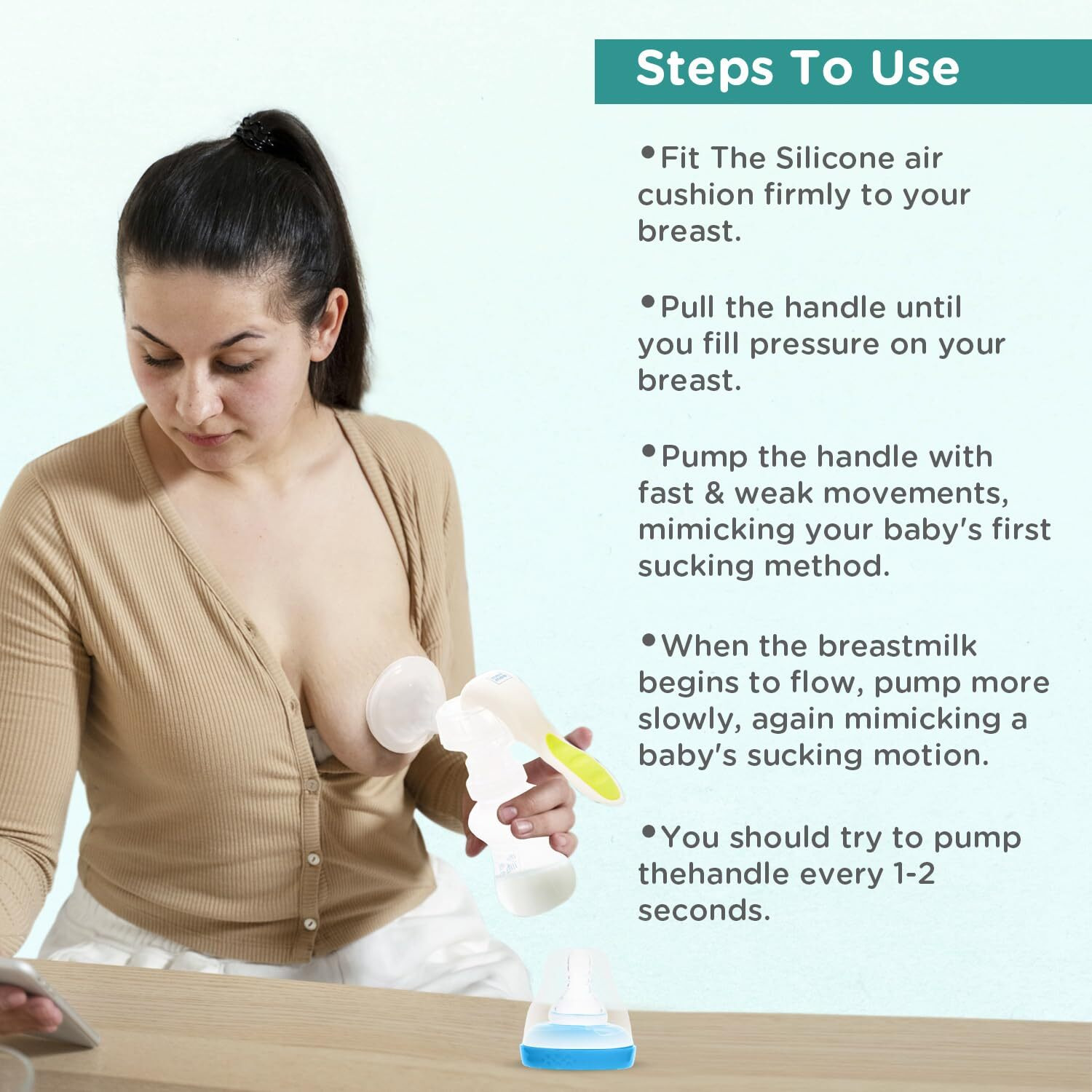Mee Mee Manual Breast Pump 150 Ml | Breast Pump For Feeding Mothers | Bpa-Free, Soft Silicone Shield | Portable & Easy To Clean With Overflow Preventer Silica Gel Cup
