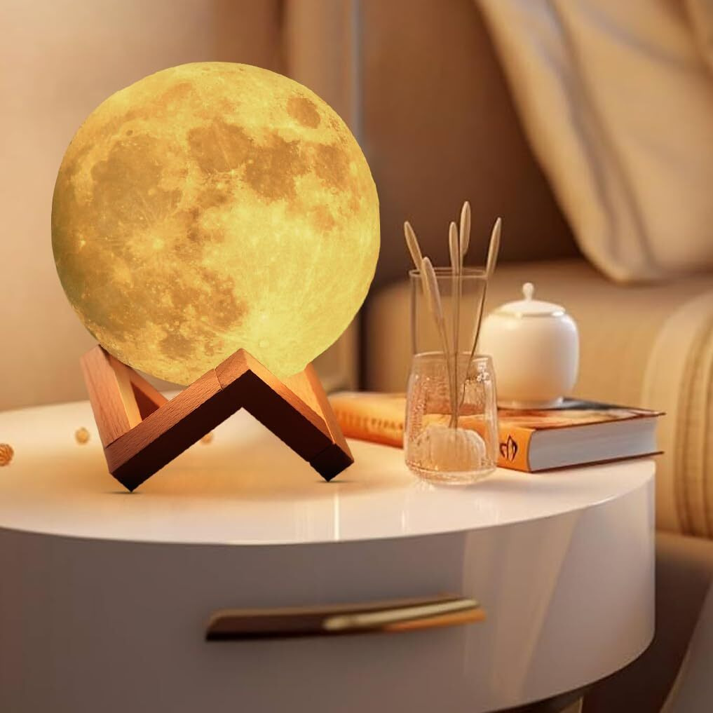 Gesto Silicone 3D Moon Lamp For Home Decor - 7 Colour Changeable Night Lamp With Stand | Touch Controled Decorative Moon Light For Bedrooms,Valentine, Festival, Anniversary Gift, Wedding Gifts (15 Cm)