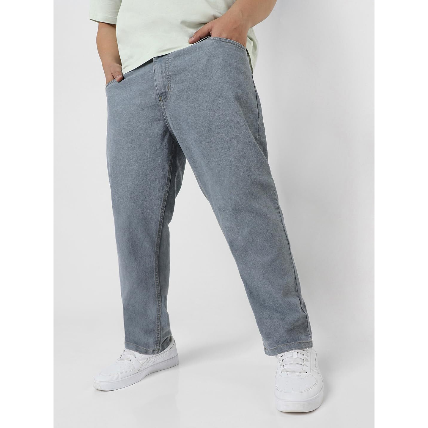 Urbano Plus Men's Light Grey Regular Fit Denim Jeans Stretchable (Plusepsjeanp-Lgrey-44)