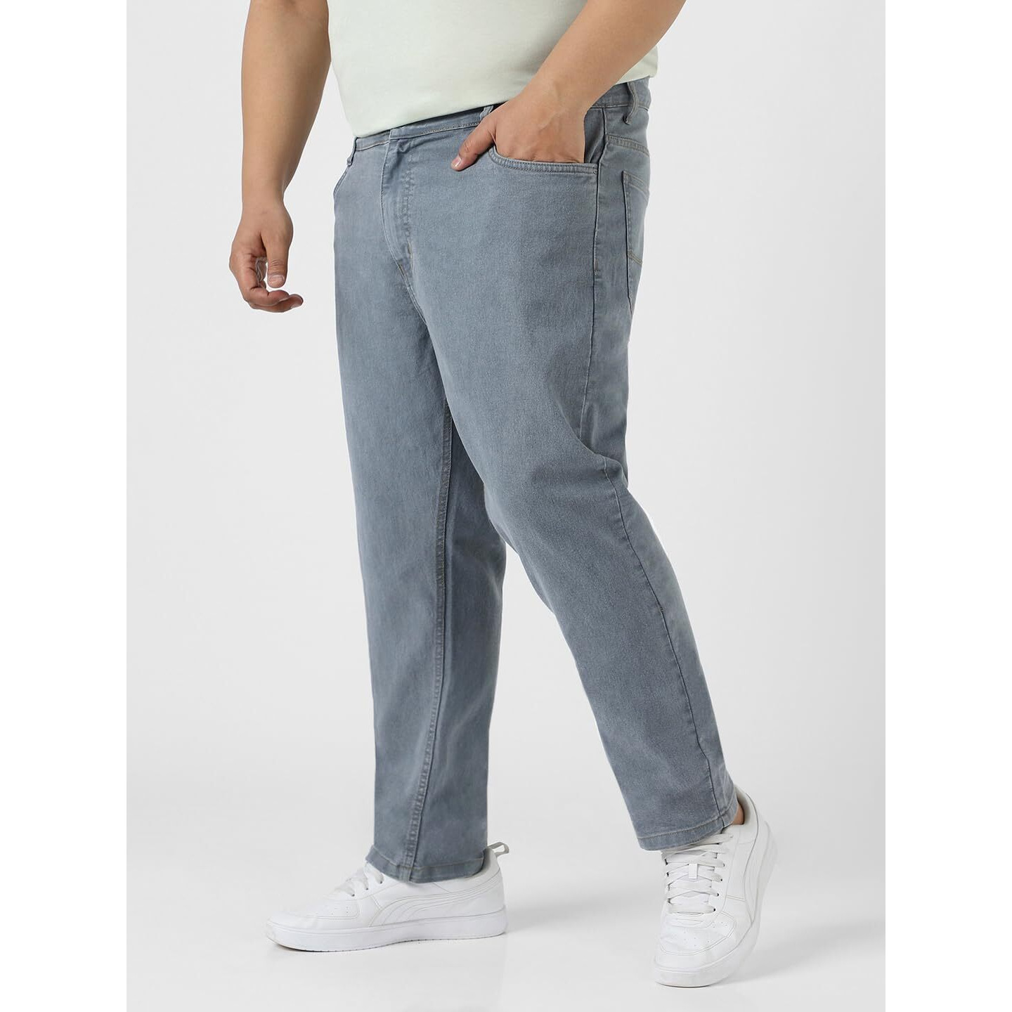 Urbano Plus Men's Light Grey Regular Fit Denim Jeans Stretchable (Plusepsjeanp-Lgrey-44)