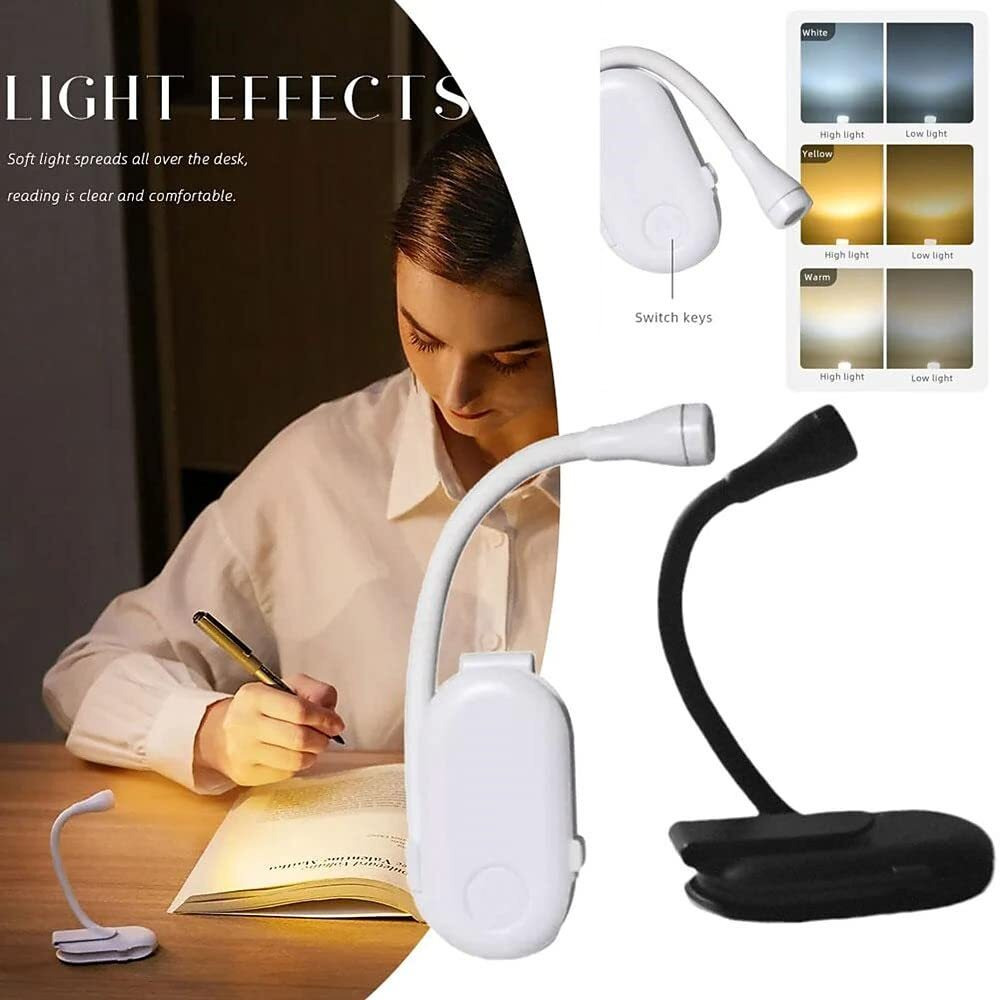 Nyrwana Study Lamp, Reading Light For Book, Book Light, Book Reading Light With Clip, Book Lamp, Book Light For Night Reading, Night Lamp For Study, Reading Lamp, 3 Modes, Portable - Led (Black)