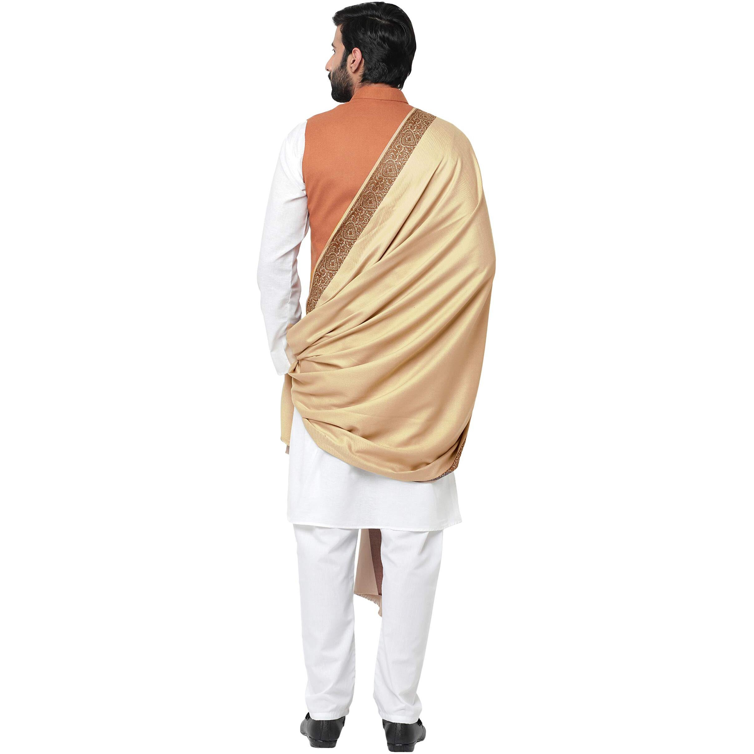 Weavers Villa Men's Woven Border Woollen Lohi/Shawl, 125Cm X 250Cm