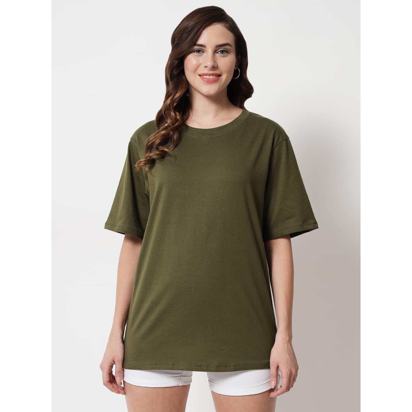 Funday Fashion Cotton Half Sleeve Printed Oversized T-Shirt For Womens/Girls (Pack Of 2) (Xxx-Large, Yellow & Army Green)