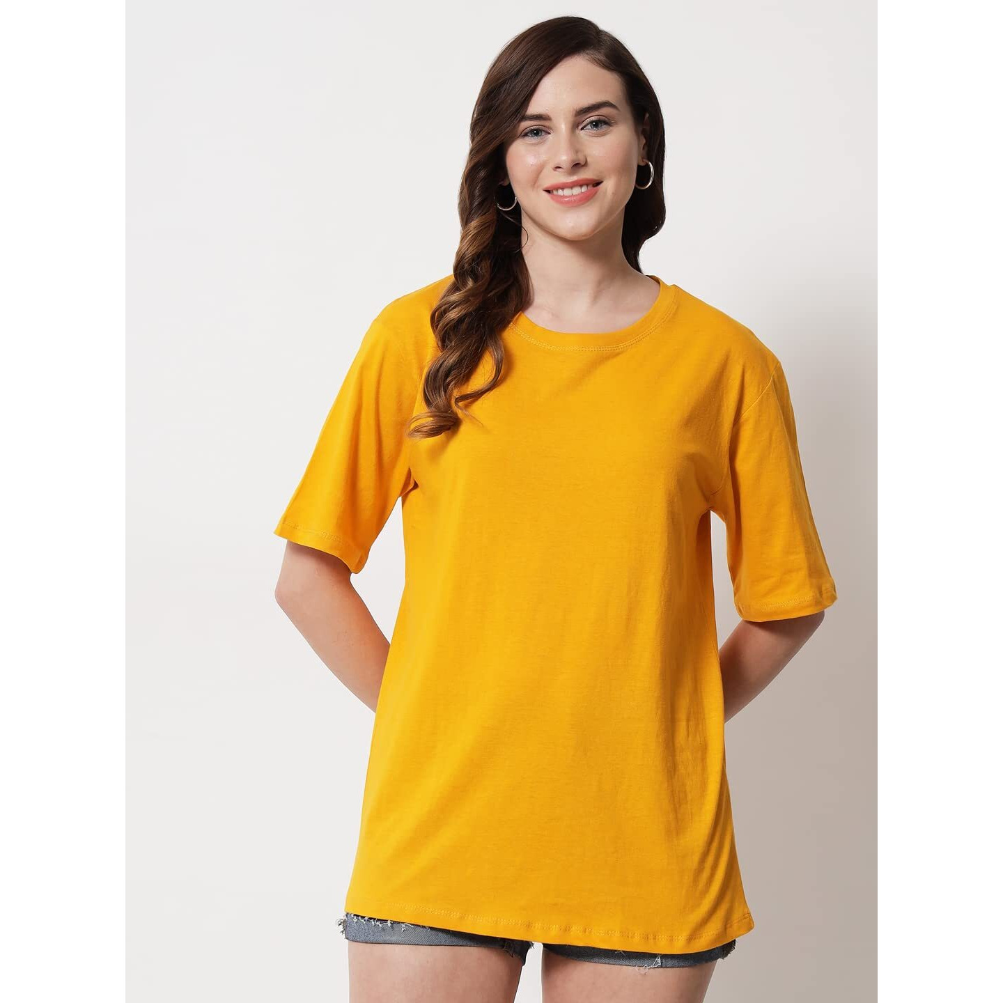 Funday Fashion Cotton Half Sleeve Printed Oversized T-Shirt For Womens/Girls (Pack Of 2) (Xxx-Large, Yellow & Army Green)