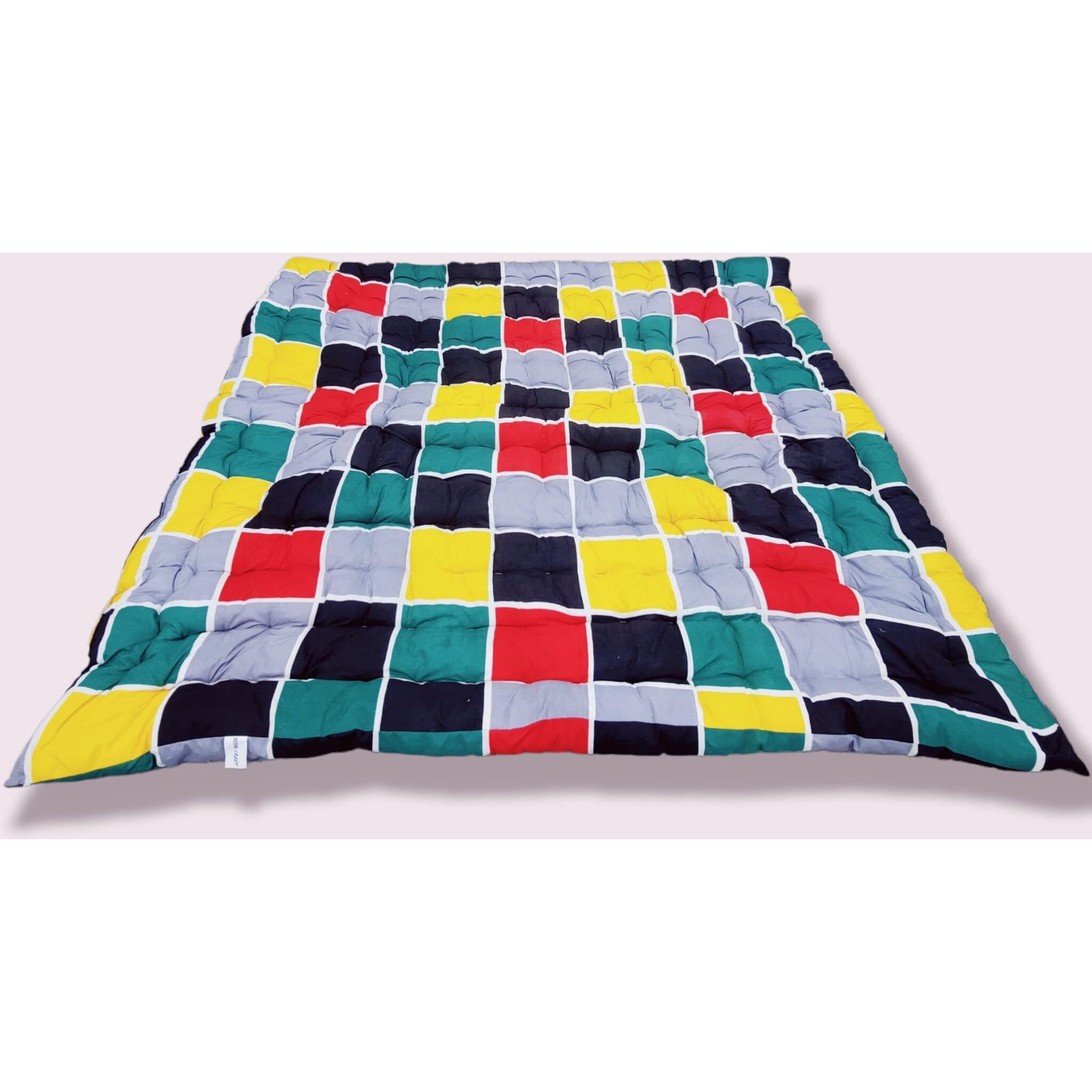 Deevine Craft Soft Cotton Quilt Foldable Movable Picnic Light Weight Filled Single Firm Mattress| Gadda (3D Design Printed, 1 Sleeping Capacity, 3 X 6 Ft Or 72 X 36 Inches) (Multicolor Boxes)