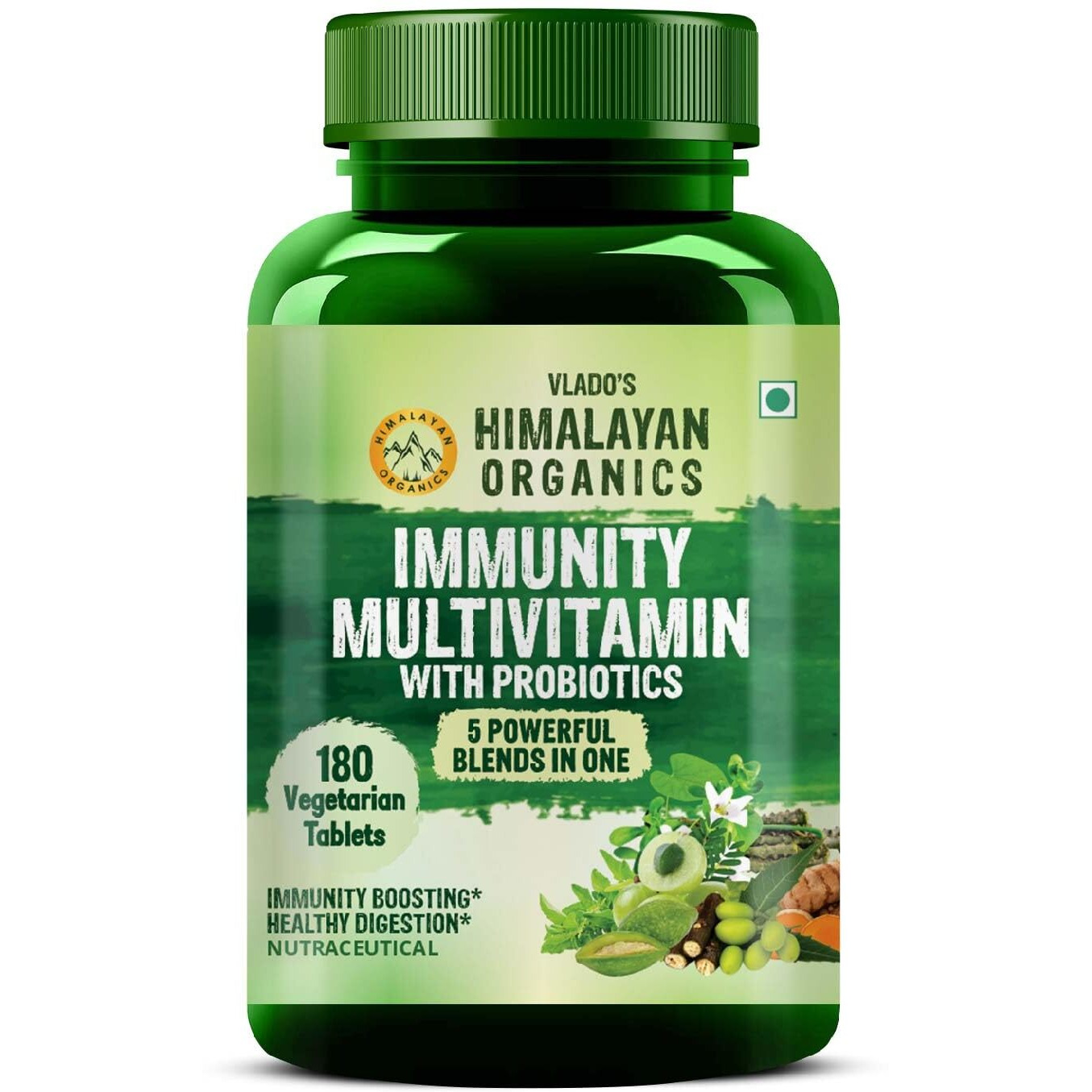 Vlado's Himalayan Organics Immunity Multivitamin With Probiotics | Vitamin B1,B2,B3,B5,B6,B12,A,E,K,D3, Zinc, Giloy, Calcium | 40+Vital Nutrients For Overall Health, Radiance, Strong Bones & Immunity - 180 Veg Tablets