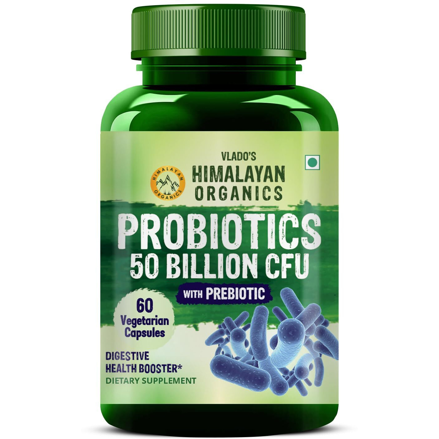 Vlado's Himalayan Organics Probiotics 50 Billion Cfu - 20 Strain + 150Mg Prebiotic Supplement | Good For Digestive, Gut Health, Immunity, Diarrhea, Gas & Bloating Support| For Men And Women - 60 Vegetarian Capsules