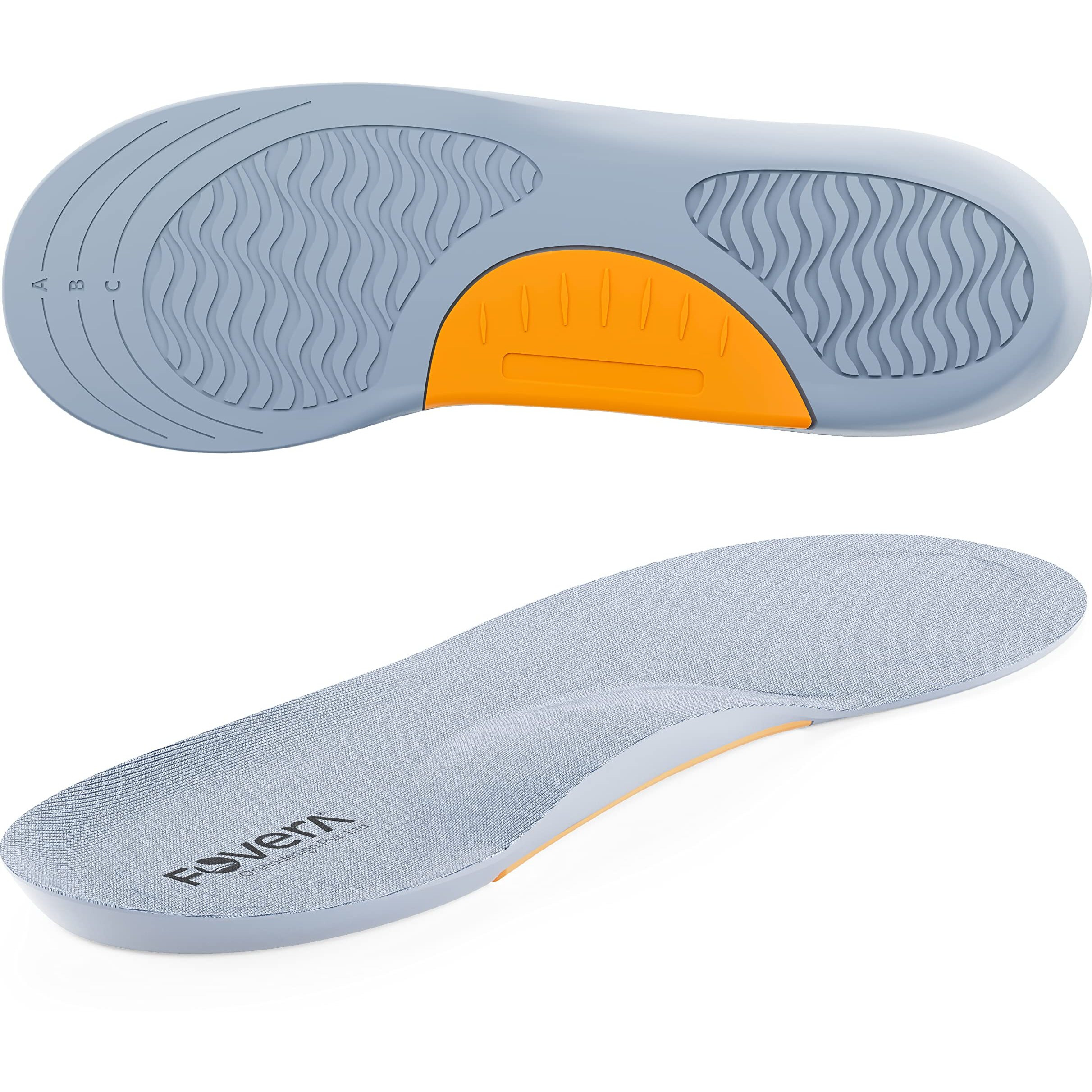 Fovera Arch Support Gel Insole Pair - Shoe Inserts For Flat Feet, Plantar Fasciitis, High Arch, Foot Pain - Full Length Orthotics For All-Day Comfort (Male (Large), 2 Pairs)