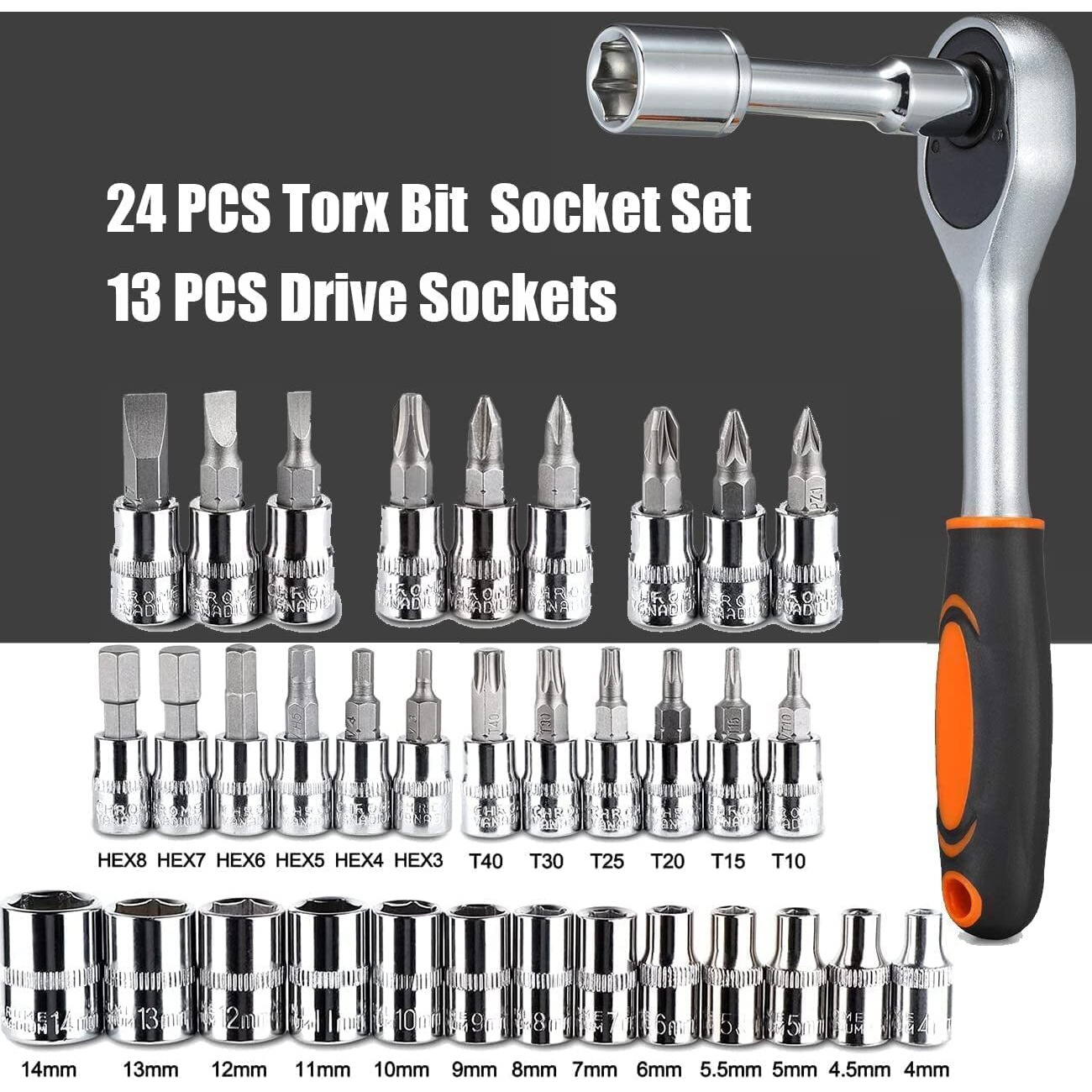 Tage Metal 46 In 1 Pcs Tool Kit&Screwdriver And Socket Set Wrench Set Multi Purpose Combination Tool Case Precision Socket Set