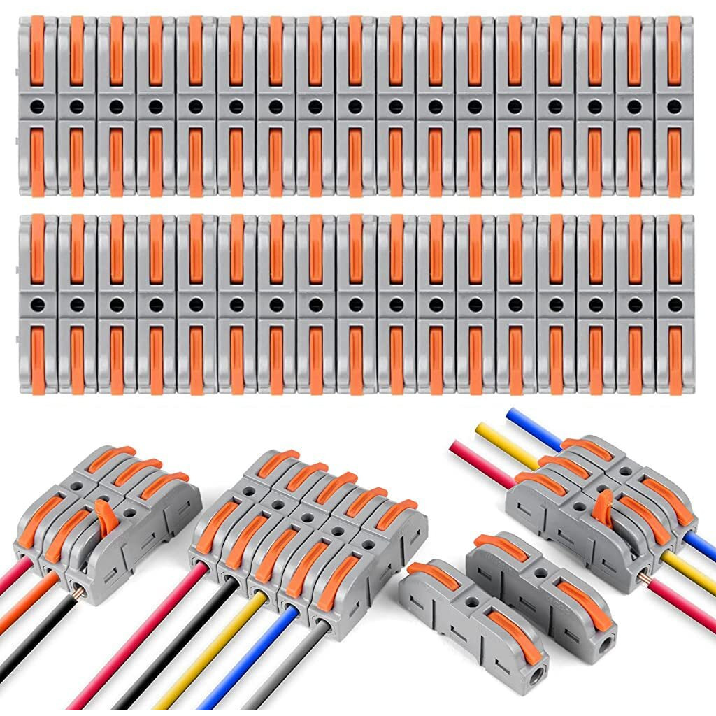 Serplex Wire Connector, 34Pcs Universal Connection Terminals, Circuit Inline Splices Electric Connectors, Spl-1 Clamp With Actuation Lever, 4 Mm Conductor Clamp, Quick & Freely Assemble