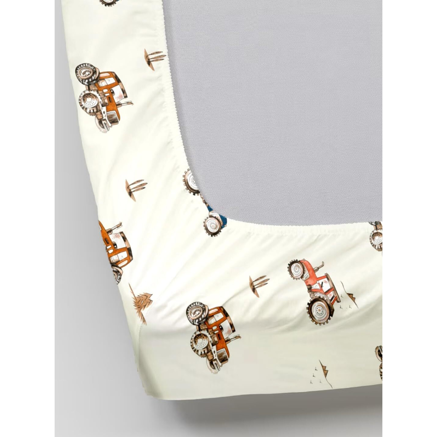 Trance Home Linen 180Tc 100% Cotton 72&quotX30" Single Bed Size Elastic Fitted Kids Bedsheet | Cartoon Printed Single Size Bed Elasticated Fitted Bedspread With 1 Pillow Cover (72X30 Inch, Car Orange)
