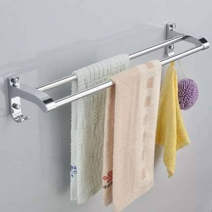 Istar Double Rod Towel Rod Silver Towel Holder (Stainless Steel) 24 Inch Longer 2 Bar Towel Rod (Stainless Steel Pack Of 2)