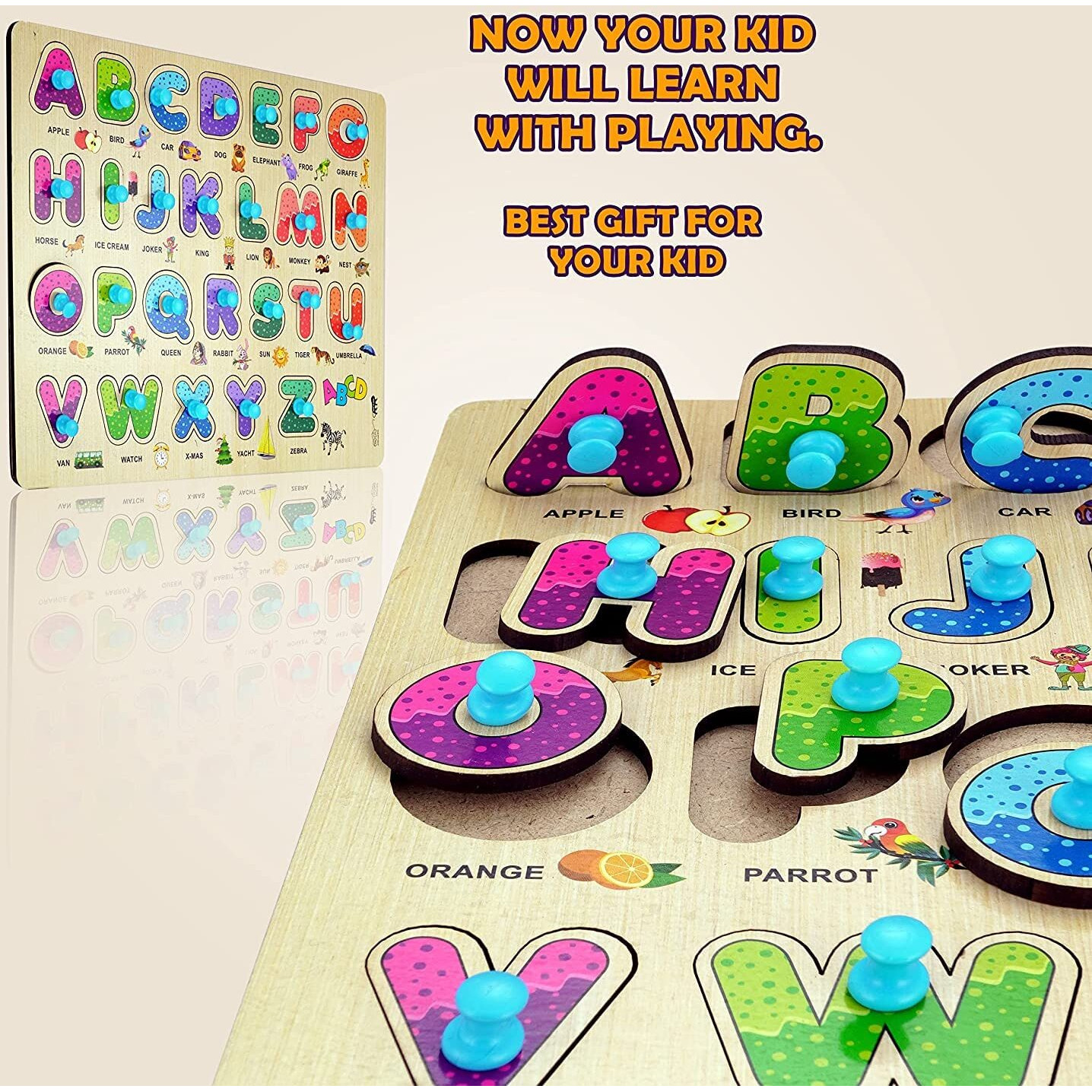 Appster Colorful Wooden Puzzle Toy For Kids Jigsaw Puzzles For Adults Baby Learning Educational Toys Board Game (Abcd + Shape & Color + Number + Body Parts)