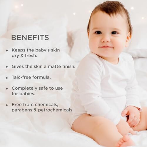 Forest Essentials Baby Powder Dasapushpadi | Natural, Talc-Free & Ayurvedic | Made With Cornstarch | Safe & Natural | Highly Absorbant And Soothing For Baby Skin
