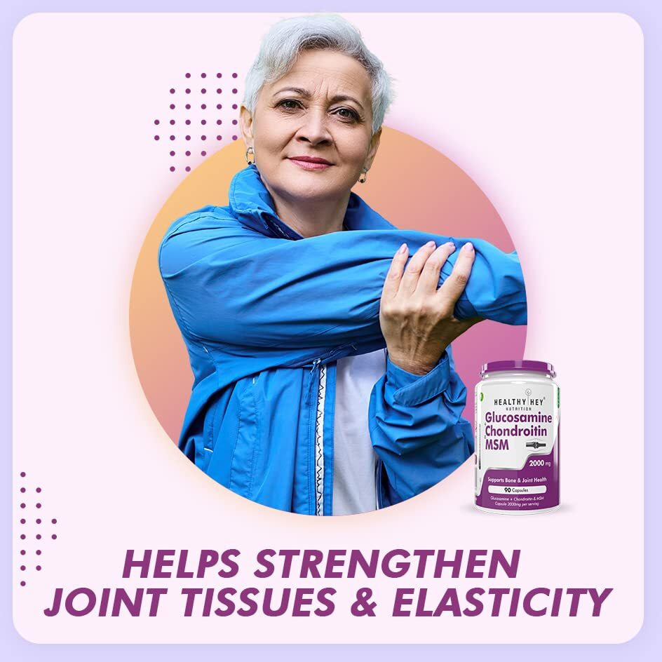 Healthyhey Nutrition Glucosamine Chondroitin And Msm For Cartilage Joint And Bone, 90 Capsules