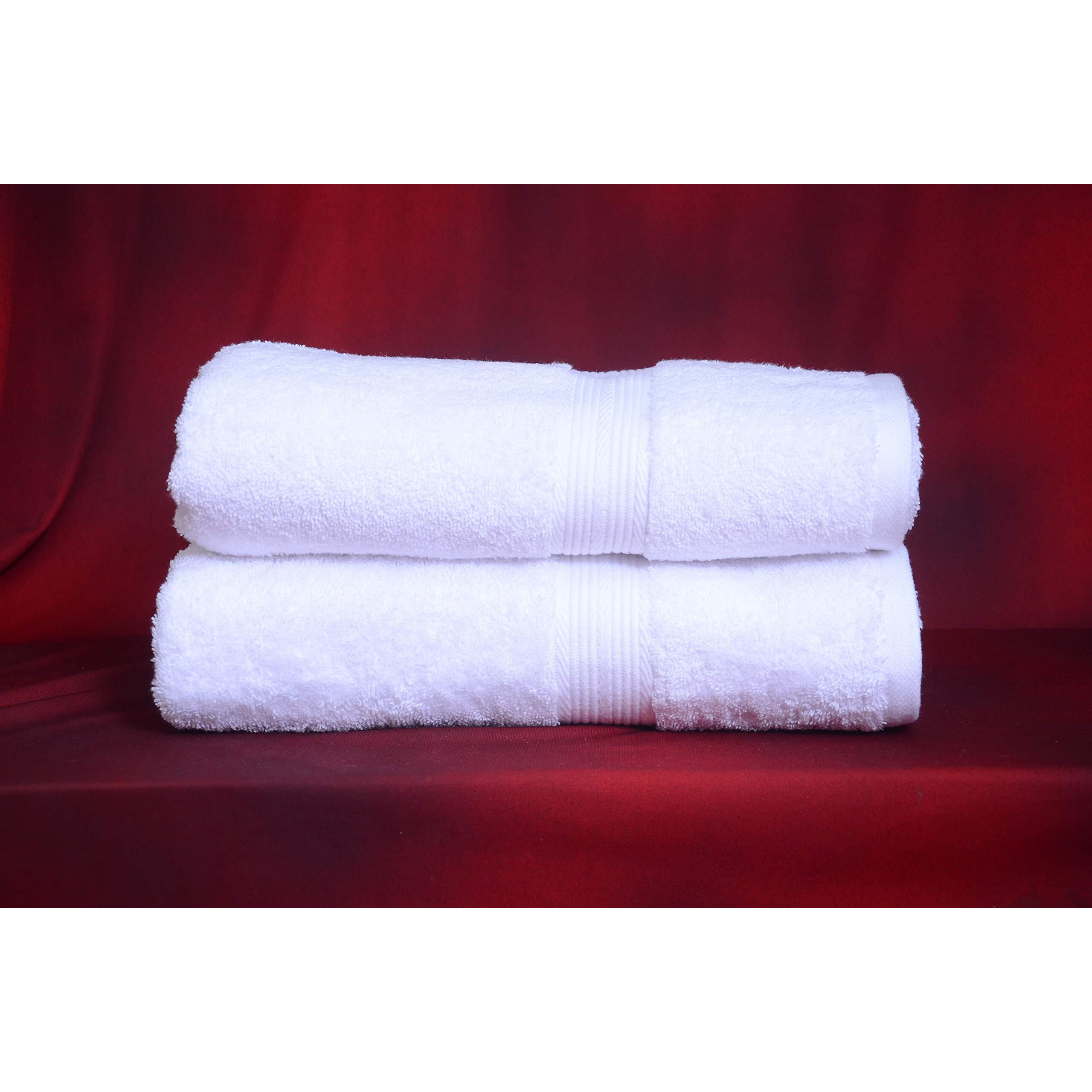 Trella 100% Cotton 2 Piece 500 Gsm Large Cotton Bath Towel Set  140 X 70 Cm (White White)