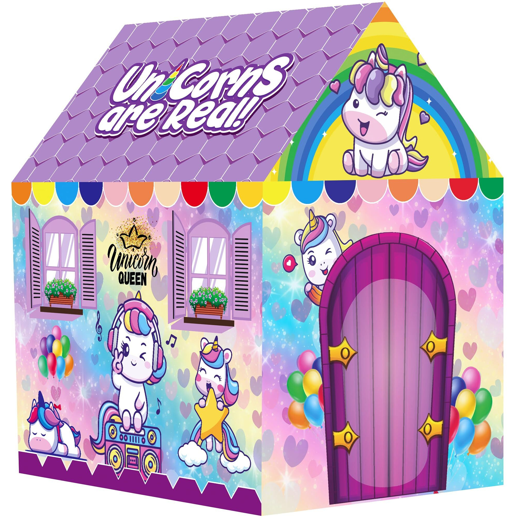 Zest 4 Toyz Unicorn Foldable Tent House For Girls Kids 5 +Years Hut Style Tent House For Girls (Size 110 Cm - Purple)