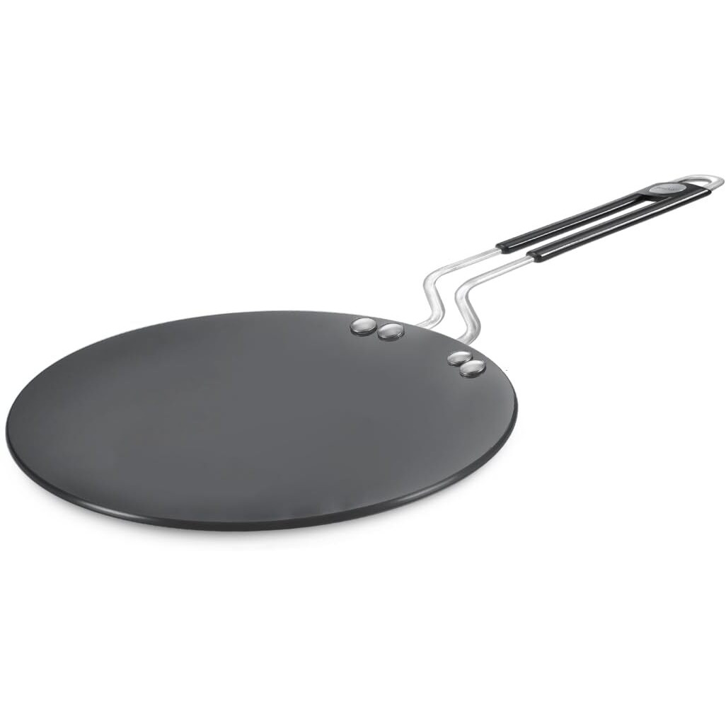 Prestige Hard Anodised Plus Cookware Induction Base Roti Tawa | Black | 22.5Cm | Perma-Cool Handles | Wide Base | Hand Washable