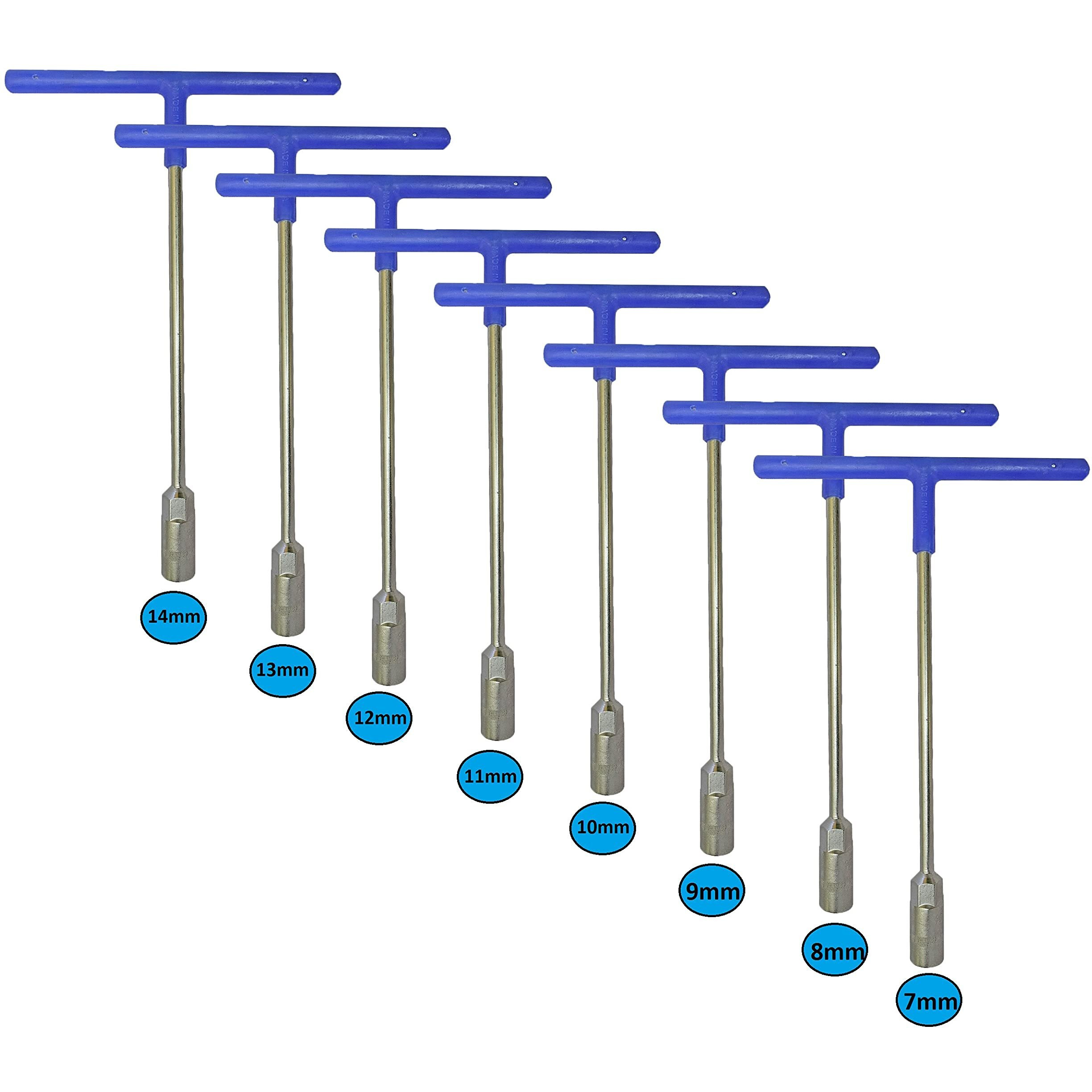 Inditrust 8Pcs Hex T-Socket T Spanner Set For Automobiles/Bike/Car Repair Tools Kit Socket Set (7Mm To 14Mm)(Pack Of 8) Colour May Vary