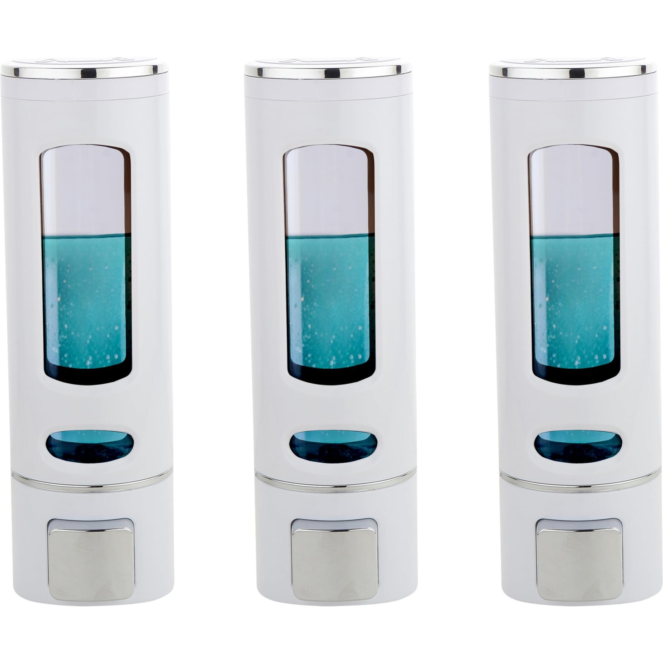 Bath Guru Abs Plastic Wall Mounted Soap Shampoo Conditioner Hand Wash Gel Dispenser Liquid Soap Sanitizer Dispenser For Bathroom Basin Kitchen Sink 400 Ml Pack Of 3 White