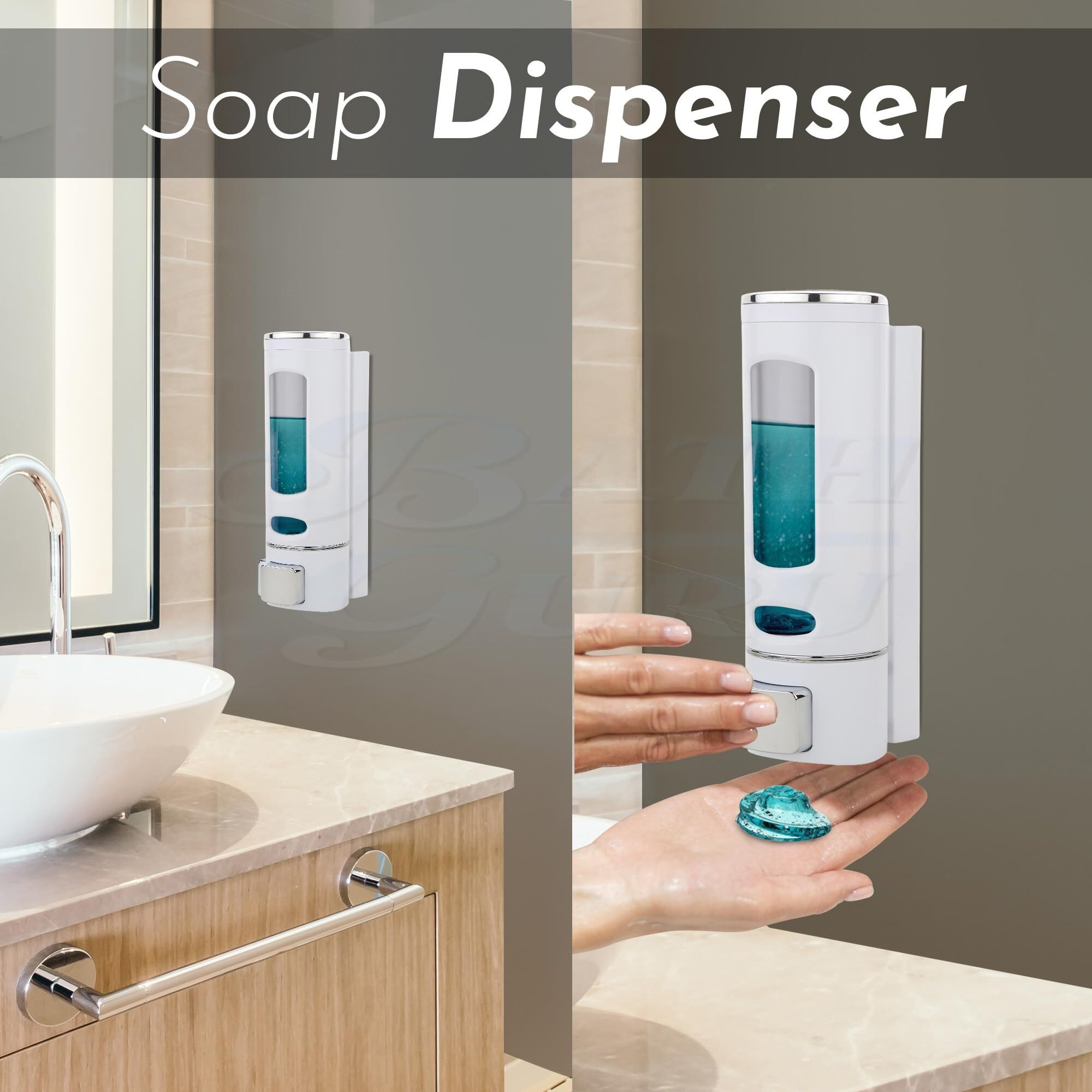 Bath Guru Abs Plastic Wall Mounted Soap Shampoo Conditioner Hand Wash Gel Dispenser Liquid Soap Sanitizer Dispenser For Bathroom Basin Kitchen Sink 400 Ml Pack Of 3 White
