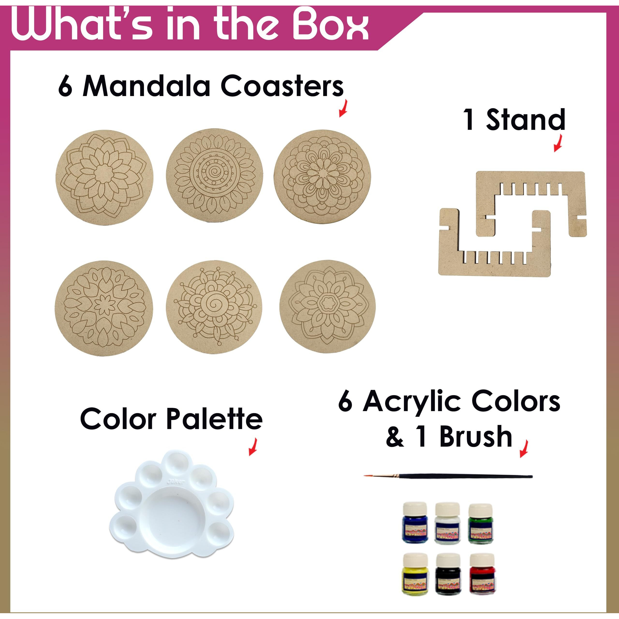 Solobolo Mandala Art Kit For Kids Adults,Indian Art Forms Kits,Art & Craft Kit Birtday Return Gift For Girls 9-12 12-15,Coloring & Painting Kit Using Water Brush, Brown