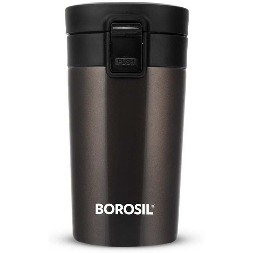 Borosil Coffeemate Insulated Mug, Vacuum Insulated Travel Coffee Mug With Lid, 8 Hours Hot And 14 Hours Cold, 300 Ml, Mocha, Stainless Steel