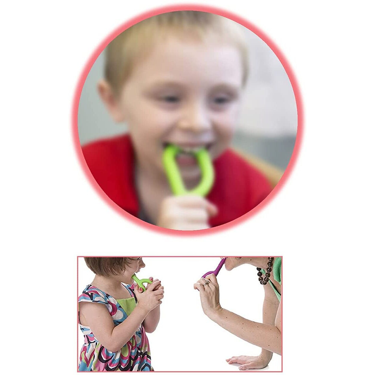 Safe-O-Kid Infant Silicone Speech Therapy Chewing Tube, Non-Toxic Biting Toy For Effective Oral Sensory Therapy, P-Shape Chewy Tube For Autism- (Green Pack Of 2)
