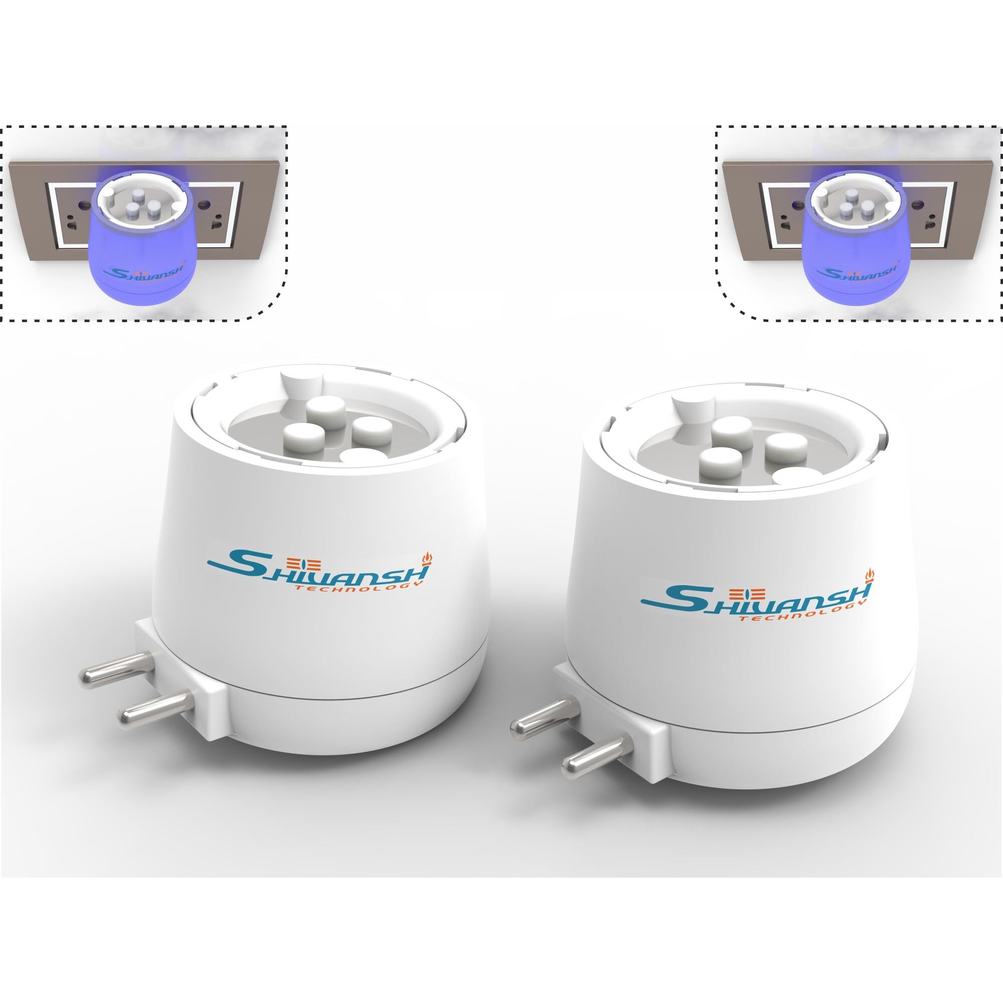 Shivansh Technology Plastic Kapoor Dani With Night Lamp, Aroma Diffuser, Bakhoor Dani, Incense Burner (Blue Light Pack Of 2)(Cylindrical)